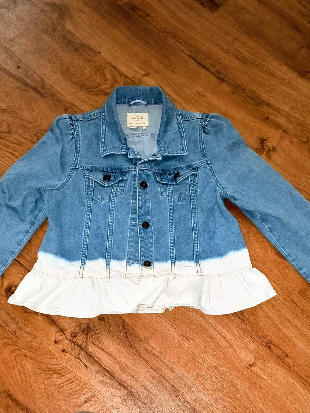 Kate Spade New York Broome Street Dip Dye Denim Jacket Blue & White